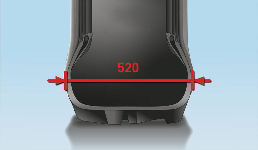 Larghezza nominale della sezione di 520 mm per questo pneumatico standard da 520/85 R38
